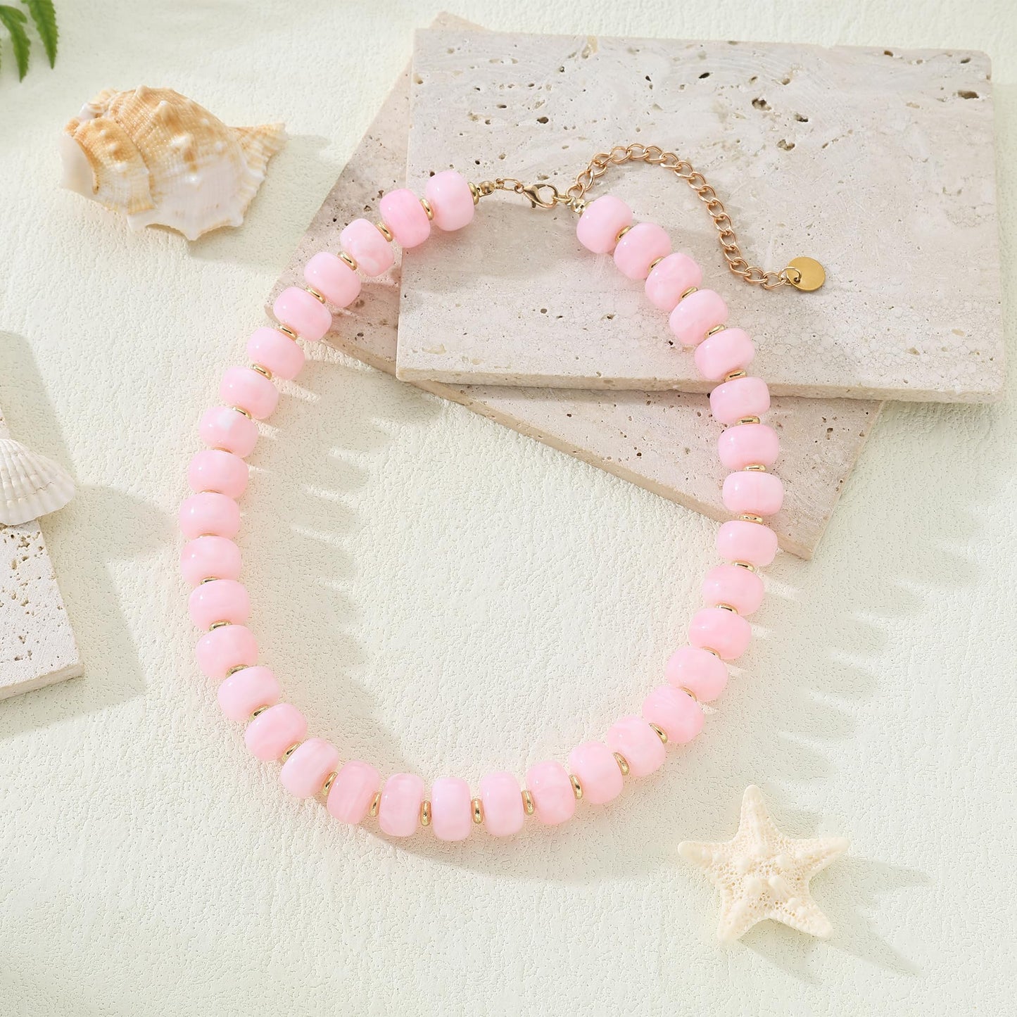 Chunky Beaded Choker Necklace for Women Summer Beach Acrylic Beads Necklaces Trendy Boho Statement Colorful Necklace Jewelry Accessories