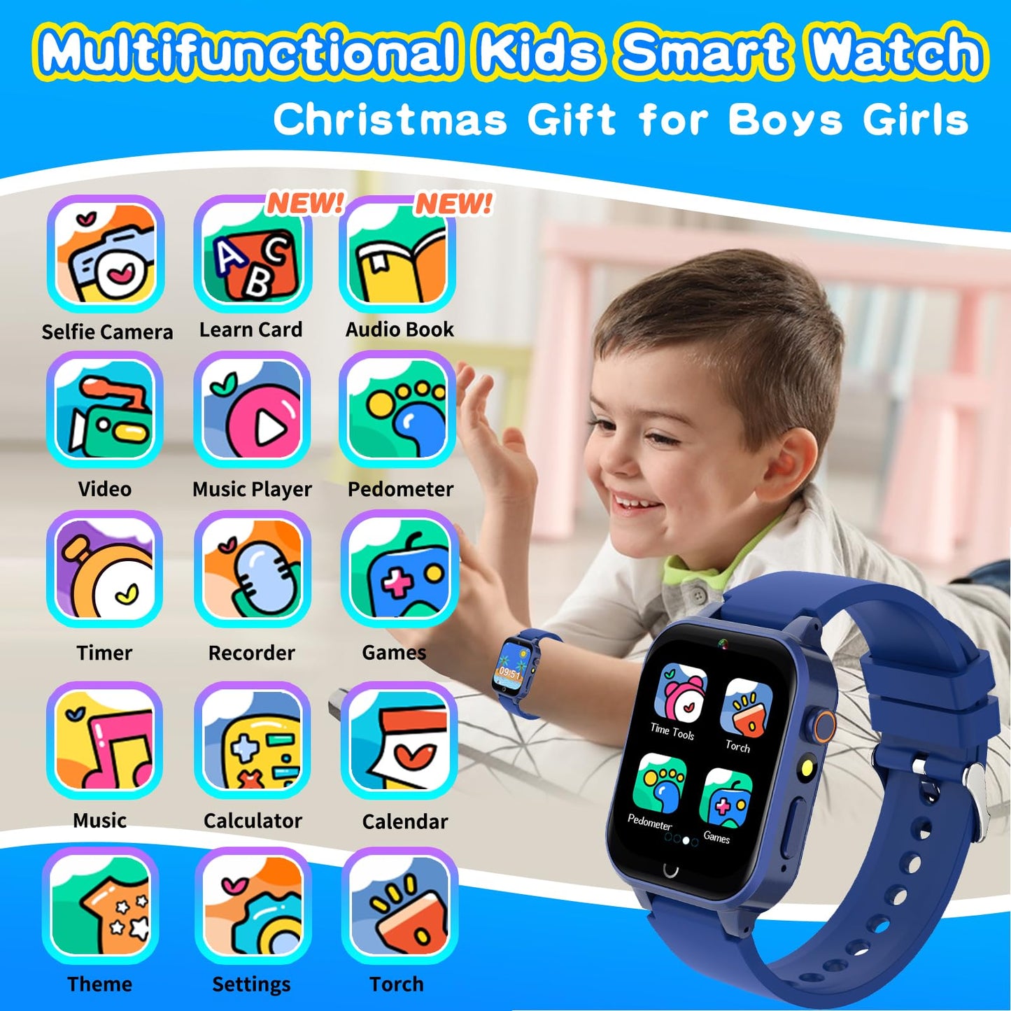 Kids Smart Watch Gift for Girls Age 5-12, 39 Games HD Touch Screen Watches with Video Camera Music Player Pedometer Flashlight 12/24 hr Educational Toys Birthday Gifts for Girls Ages 7 8 9 10