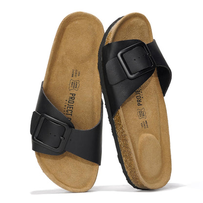 Project Cloud 100% Genuine Leather Sandals Women Dressy Beach Essentials Slides for Women Footwear - Lightweight with Memory Foam Insole Sandals for Women 2026 - Womens Slides