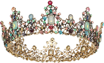 SWEETV Queen Crown for Women - Baroque Wedding Tiaras and Crowns,Jeweled Tiara Crown,Prom Birthday Halloween Hair Accessories