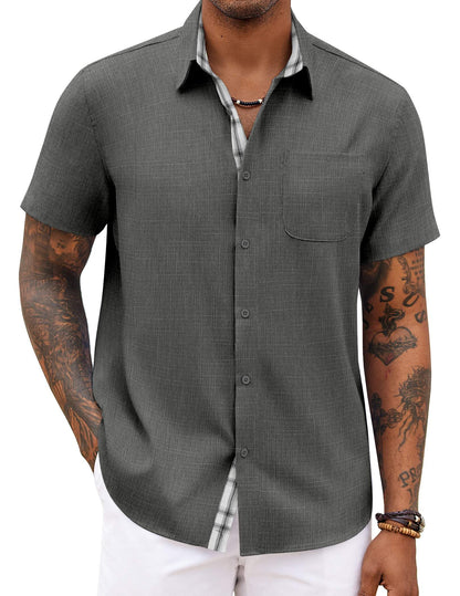 COOFANDY Men's Button Down Shirts Short Sleeve Casual Summer Beach Vacation Wedding Shirt with Pocket