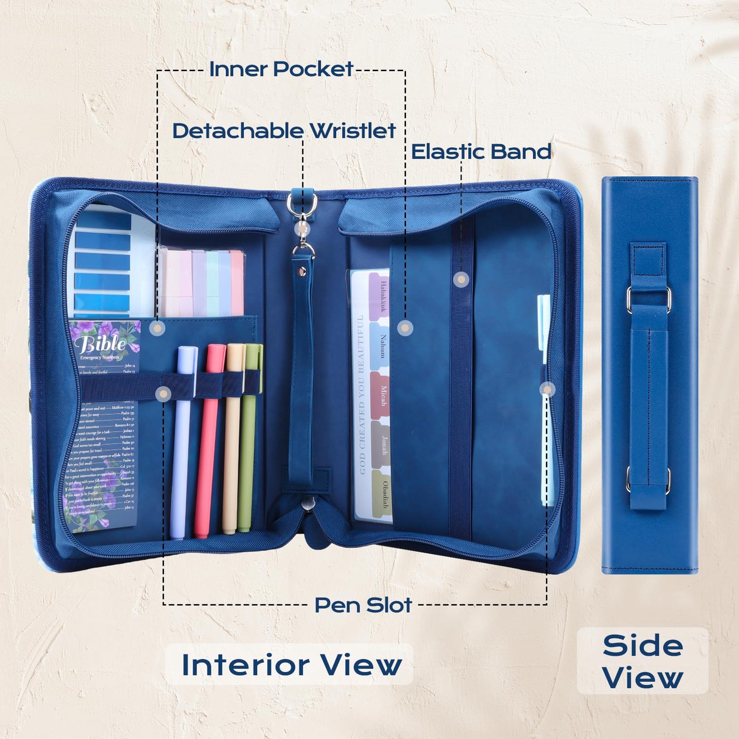 XKDOUS 20 Pcs Bible Case Set with Tabs, Pens, Study Supplies Carrier Holder Portable Men's Bible Bag Church Book Leather Cover Father Day Christian Gift for Dad, Mom, Men, Women