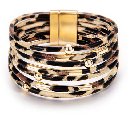 Fesciory Leather Wrap Bracelets for Women, Boho Western Layered Jewelry | Layered leather cuff bracelets, Easy on and off, Boho western style, Daily wear, Gift for women