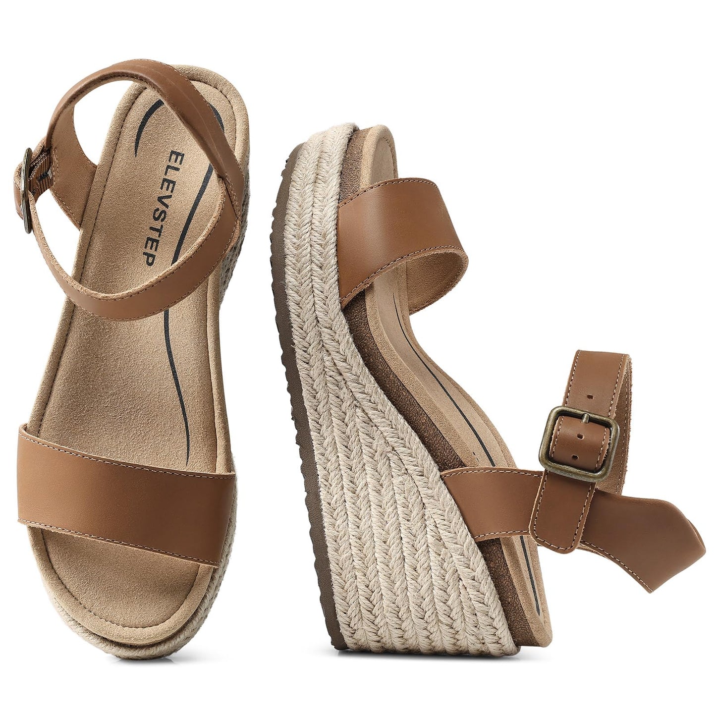 Women's Orthopedic Wedge Sandals: Arch Support Genuine Leather Platform Espadrilles - Comfortable Open Toe Casual Summer Sandals