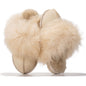 Project Cloud Genuine Leather Slippers for Women with Genuine Fur Lining, Non-Slip Indoor/Outdoor Clog Mule Slippers, Memory Foam Insole