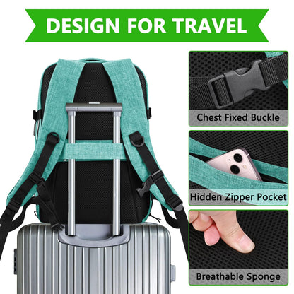 Travel Carry On 17.5" Laptop Expandable Backpack for Men Women, Personal Item Bag Waterproof Airline Approved with USB Charging Hole 3 Packing Cubes, Large Weekender Daypack Business Luggage Suitcase