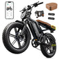 Electric Bike for Adults, Peak 1500W Motor Retro E Bike, Range 65/120Miles, 48V 15Ah Removable Battery, 20"x4" Fat Tires, Full Suspension, APP Control, Off-Road Ebike for City Commuting