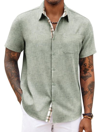 COOFANDY Men's Button Down Shirts Short Sleeve Casual Summer Beach Vacation Wedding Shirt with Pocket