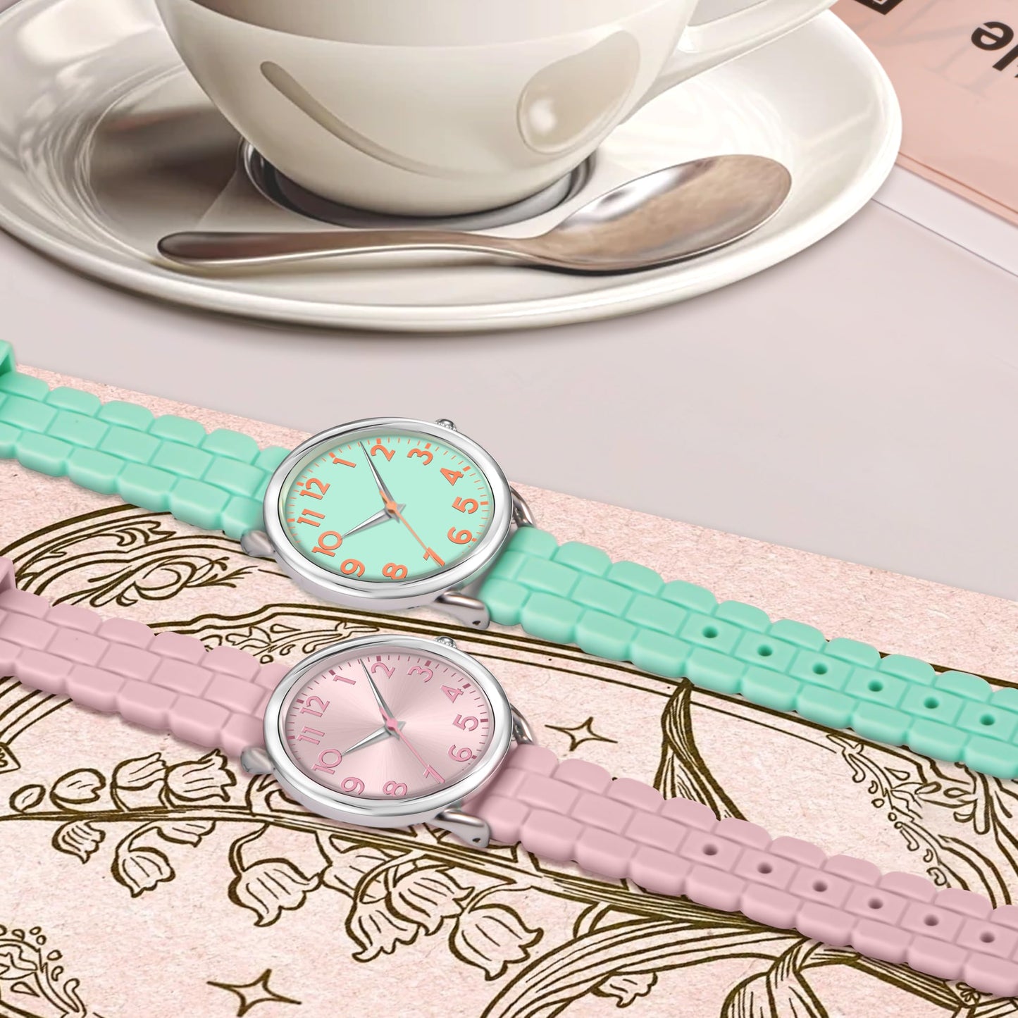 Bisley 35MM Watches for Women Big Face Easy Reader Silicone Strap Water Proof