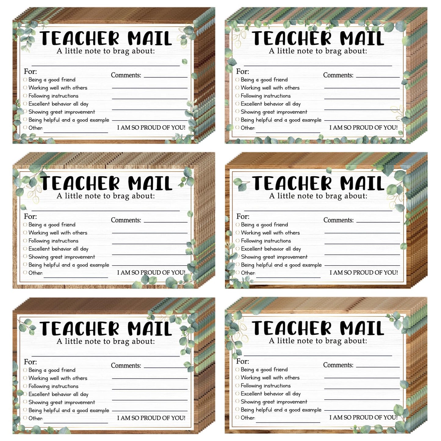60Pcs Teacher Mail Notes to Parents, Boho Happy Mail from Teacher, Brag Cards for Students Behavior Classroom Must Haves to Send Home for Preschool Kindergarten Elementary School Supplies (Boho)