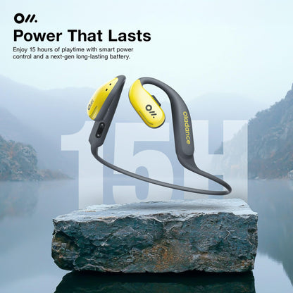 Oladance OWS Sports Open Ear Headphones, Comfortable & Stable Fit, 15H Battery Life, IPX8 Waterproof, Noise Canceling, Crystal Clear Audio, Multi-Point Bluetooth Connection, Durable Neckband (Grey)