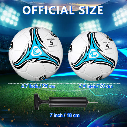 Tradder 4 Pack Soccer Ball with Pump Size 3 4 5 Deflated Soccer Ball for Outdoor Indoor Game Sport Practice Training Gift for Kid Youth Teen Adult Charity Donation