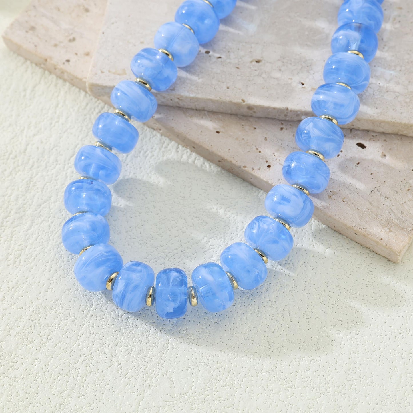 Chunky Beaded Choker Necklace for Women Summer Beach Acrylic Beads Necklaces Trendy Boho Statement Colorful Necklace Jewelry Accessories