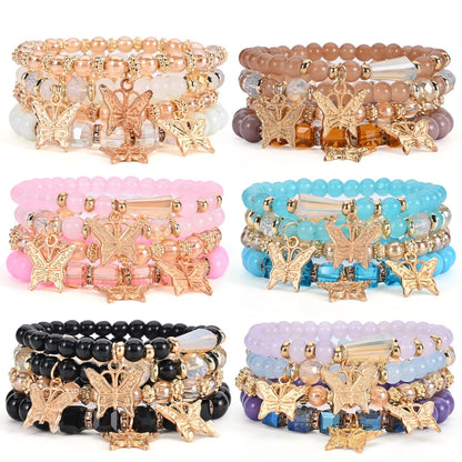 Bohemian Bracelet Sets for Women - 6 Sets Stackable Stretch Bracelets Multi-color Boho Jewelry for Women Hippie Bracelets Dainty Jewelry