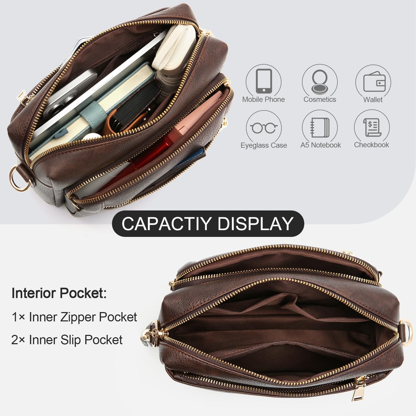 Small Leather Crossbody Bags for Women Anti theft Purses and Handbag Shoulder Hangbag with Wide Strap Tassel
