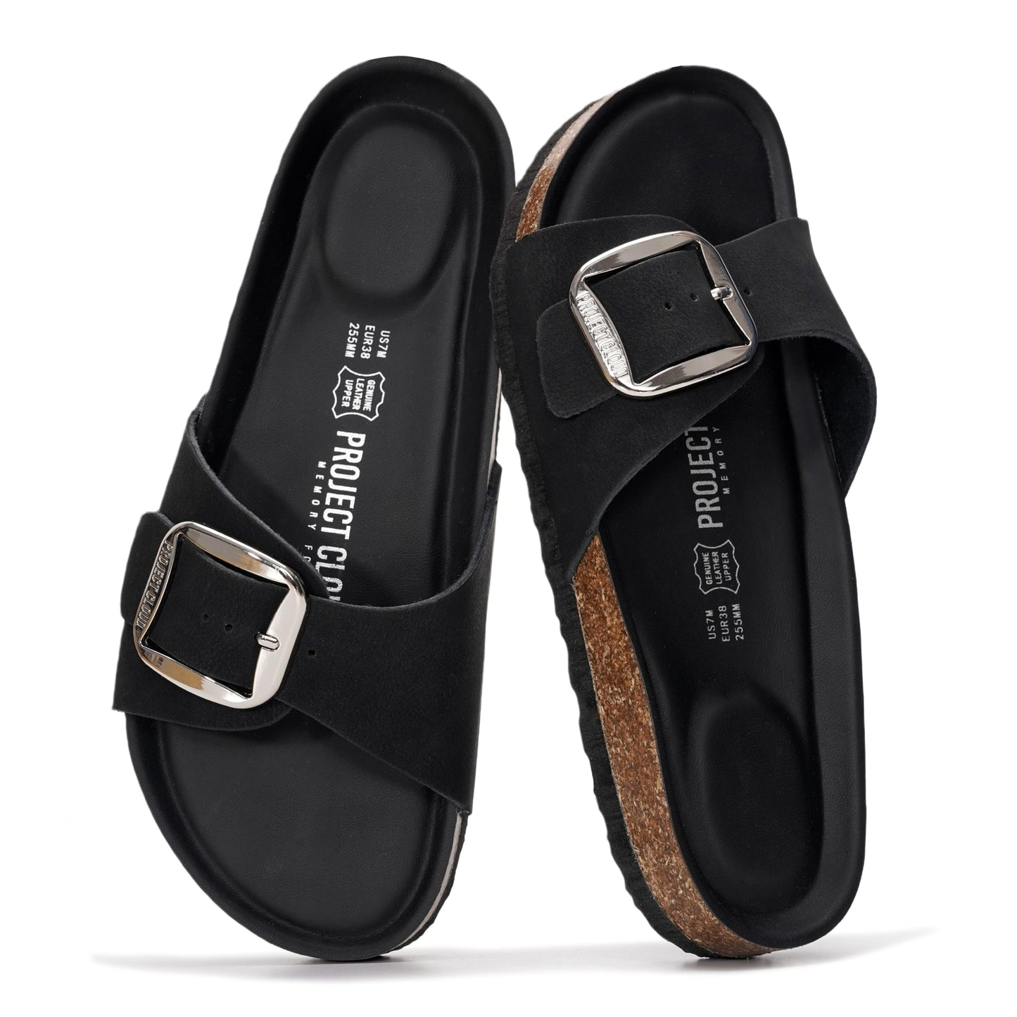 Project Cloud 100% Genuine Leather Sandals Women Dressy Beach Essentials Slides for Women Footwear - Lightweight with Memory Foam Insole Sandals for Women 2026 - Womens Slides