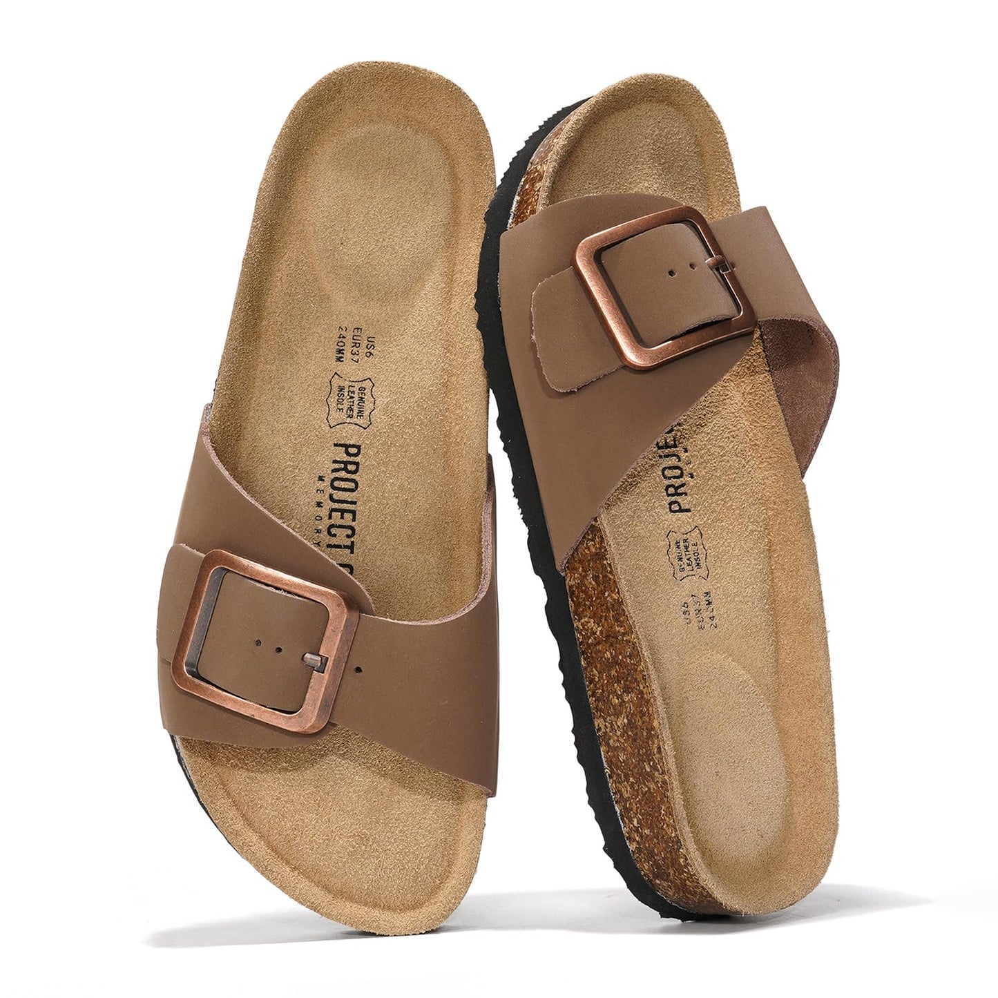 Project Cloud 100% Genuine Leather Sandals Women Dressy Beach Essentials Slides for Women Footwear - Lightweight with Memory Foam Insole Sandals for Women 2026 - Womens Slides