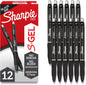 Sharpie S-Gel Gel Pens, Black Barrel, Medium Point (0.7mm), Black Gel Ink, 12 Count - Home, Office, School, Journaling, Writing, Note-Taking, Teacher Supplies