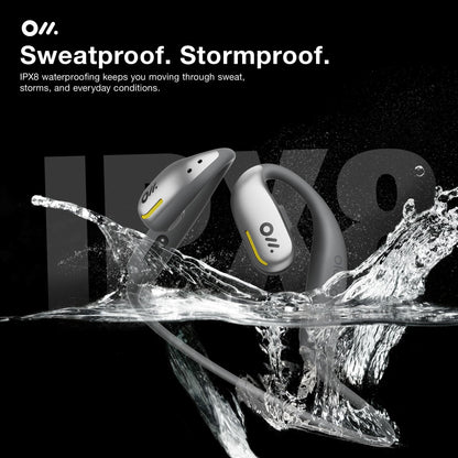 Oladance OWS Sports Open Ear Headphones, Comfortable & Stable Fit, 15H Battery Life, IPX8 Waterproof, Noise Canceling, Crystal Clear Audio, Multi-Point Bluetooth Connection, Durable Neckband (Grey)