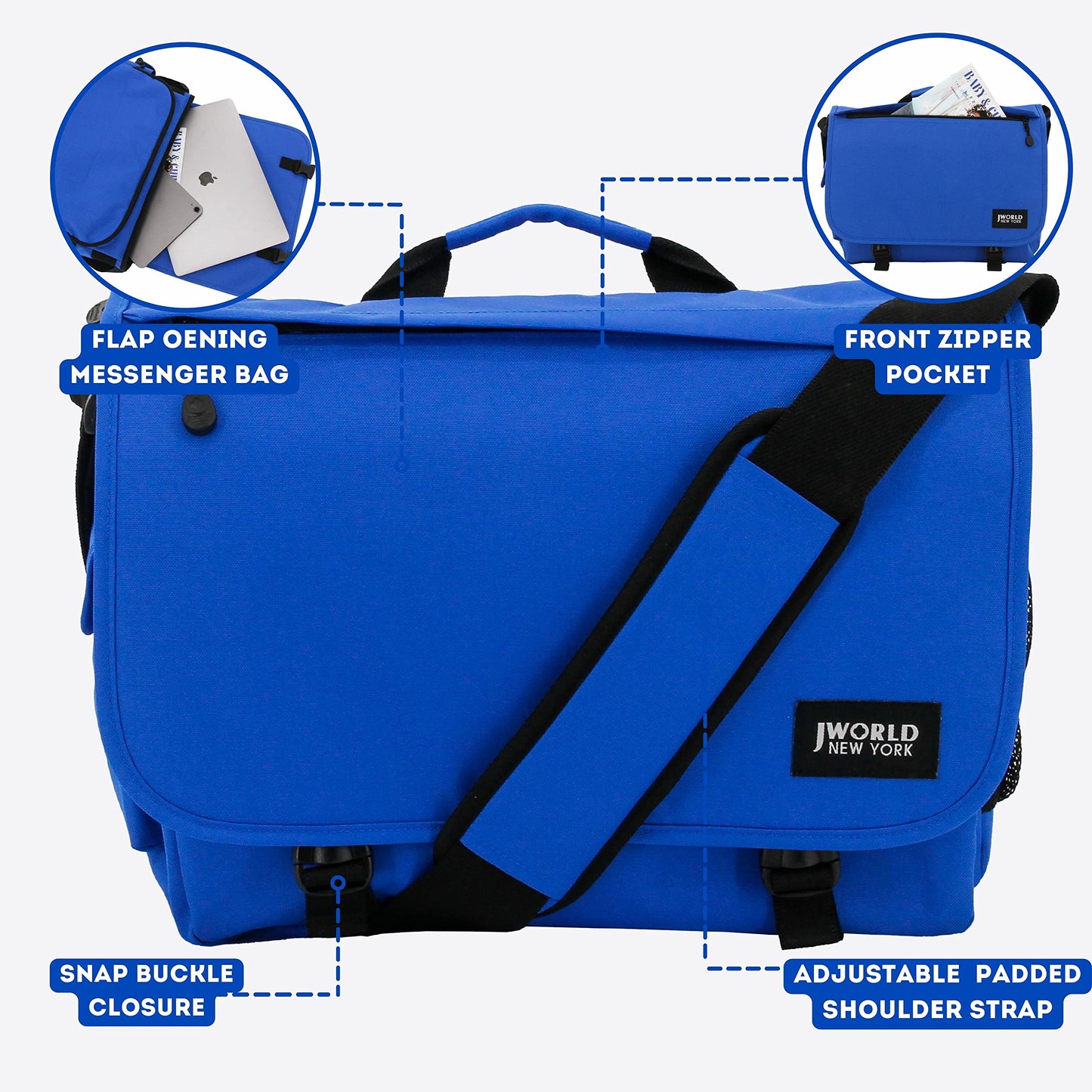 J World New York Thomas Laptop Messenger Bag for Women & Men. Kids Computer Bookbag