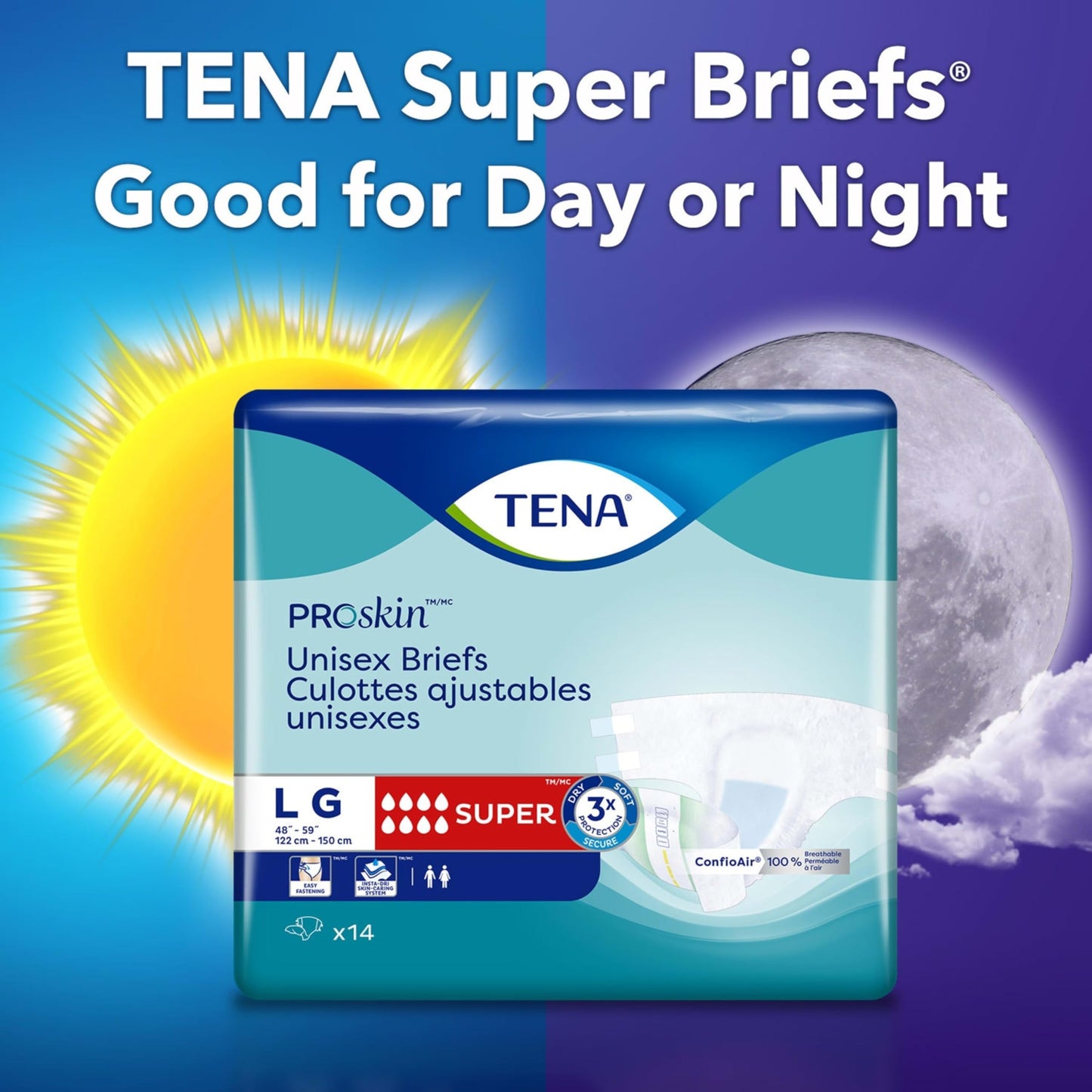TENA Proskin Incontinence Super Briefs, Adult Diapers, Super Absorbency, Bladder Leaks Control, Large, 56 count