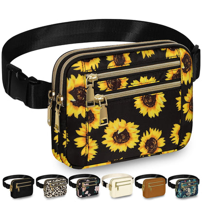Capolo Fanny Packs for Women Fashion Waist Packs Bag with Adjustable Strap and 4 Zipper Pockets Waterproof Everywhere Crossbody Belt Bag for Workout Running Travelling(Black)
