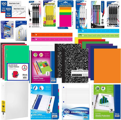 70 Piece Back to School Supplies Kit for Middle & High School Students Grades 7-12, Complete Student Supply Bundle with Binder, Notebooks, Folders, Pens, Pencils, Highlighters & Classroom Essentials