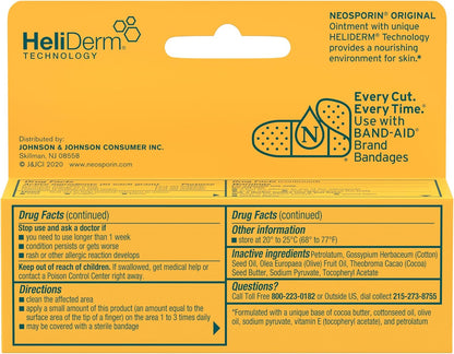Neosporin Original First Aid Triple Antibiotic Ointment with Bacitracin Zinc for Infection Protection, Wound Care Treatment & Helps Minimize the Appearance of Scars for Minor Wounds, .5 oz