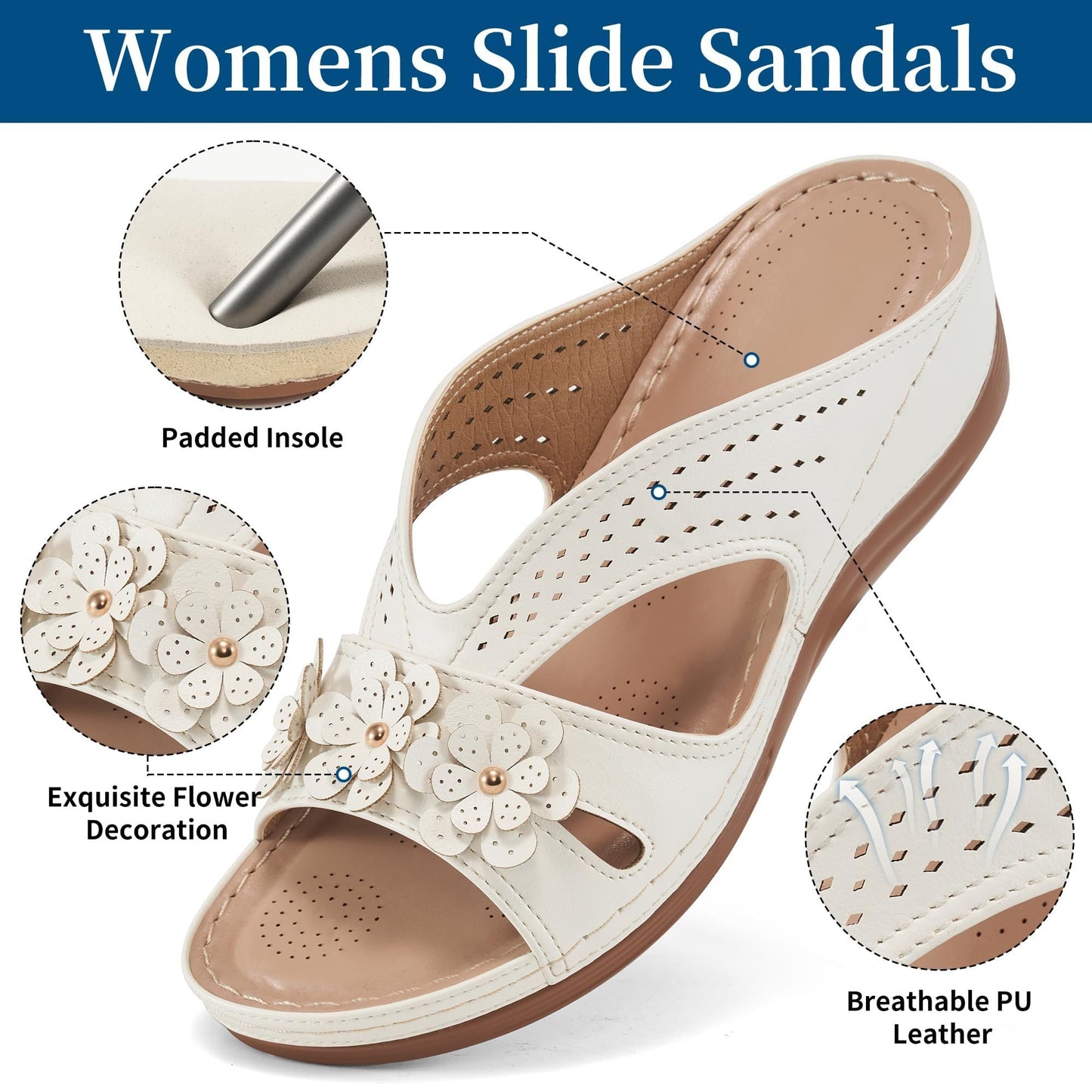 Sandals for Women Wedge Shoes: Slip On Dressy Summer Comfortable Slides Sandals 2026 Casual Memory Foam Platform Shoes