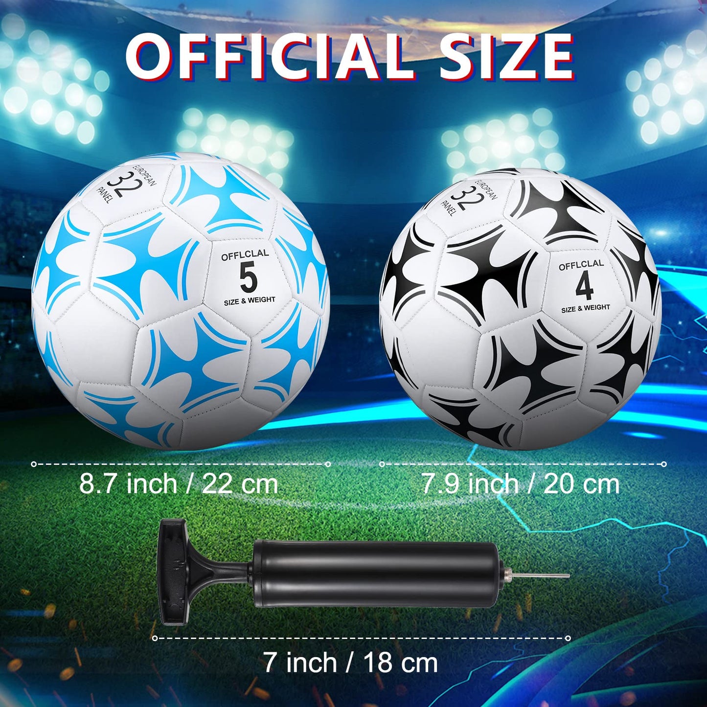 Tradder 4 Pack Soccer Ball with Pump Size 3 4 5 Deflated Soccer Ball for Outdoor Indoor Game Sport Practice Training Gift for Kid Youth Teen Adult Charity Donation