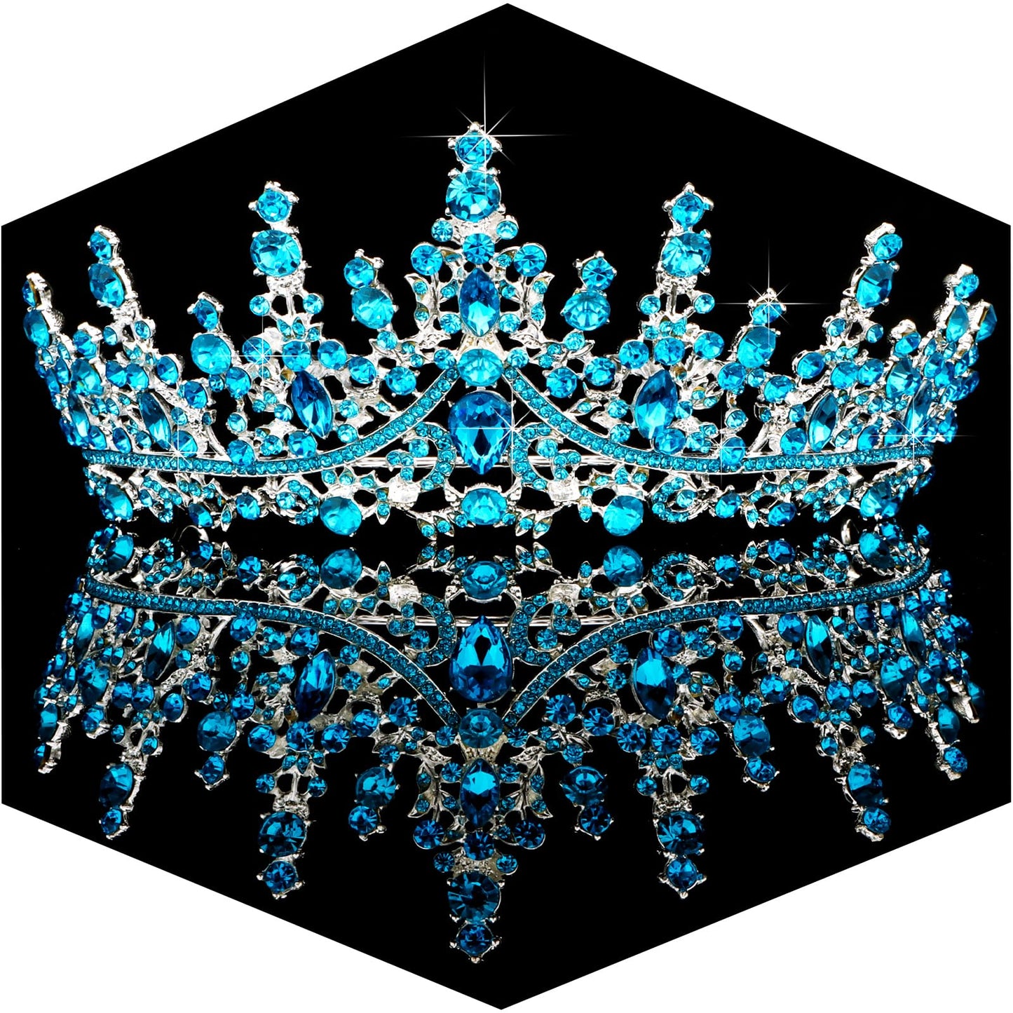 TOBATOBA Silver Wedding Crystal Tiaras and Crowns for Women, Bride Royal Queen Headband Princess Quinceanera Headpieces for Birthday Prom Pageant Party
