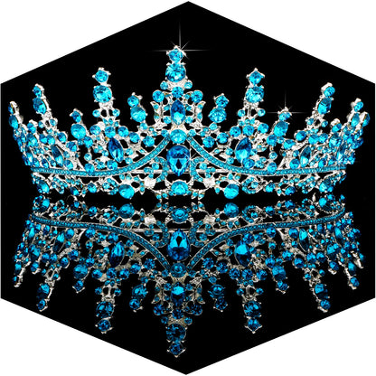 TOBATOBA Silver Wedding Crystal Tiaras and Crowns for Women, Bride Royal Queen Headband Princess Quinceanera Headpieces for Birthday Prom Pageant Party