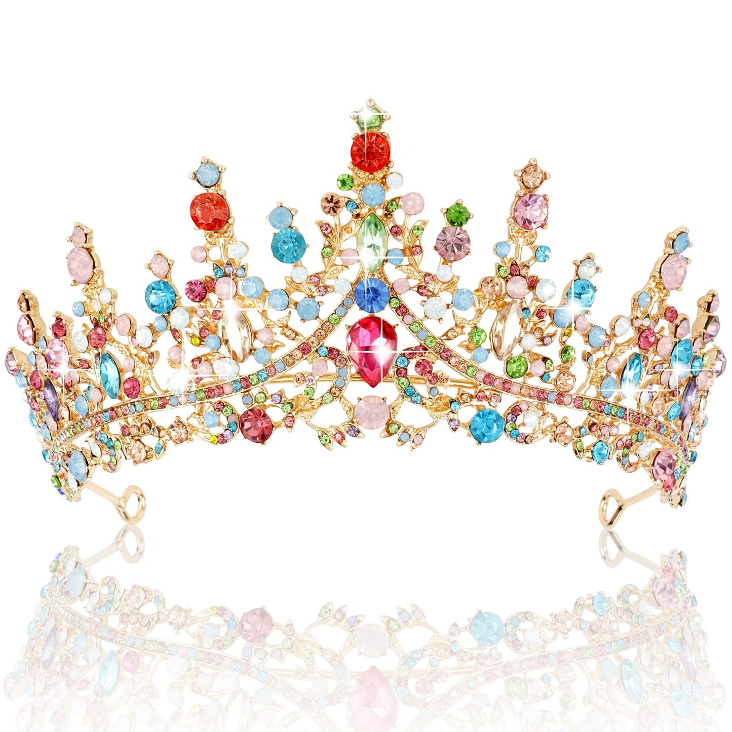 TOBATOBA Silver Wedding Crystal Tiaras and Crowns for Women, Bride Royal Queen Headband Princess Quinceanera Headpieces for Birthday Prom Pageant Party
