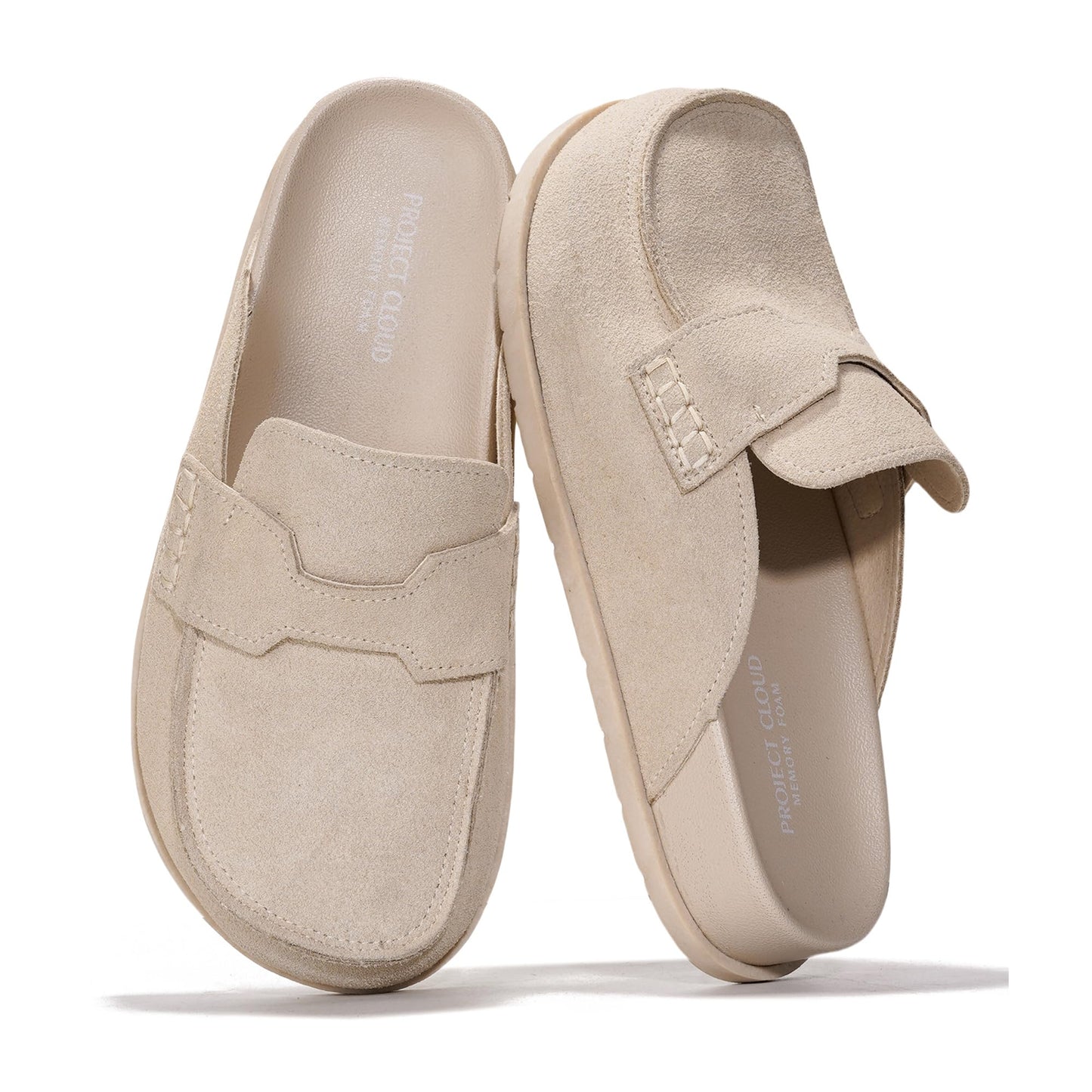 Project Cloud 100% Genuine Leather Slip On Womens Clogs 2026 (Foamy) | Plush & Soft Insole with Arch Support for Comfort; Non Slip Mules & Clogs for Women Footwear; Water Resistant Women Shoes