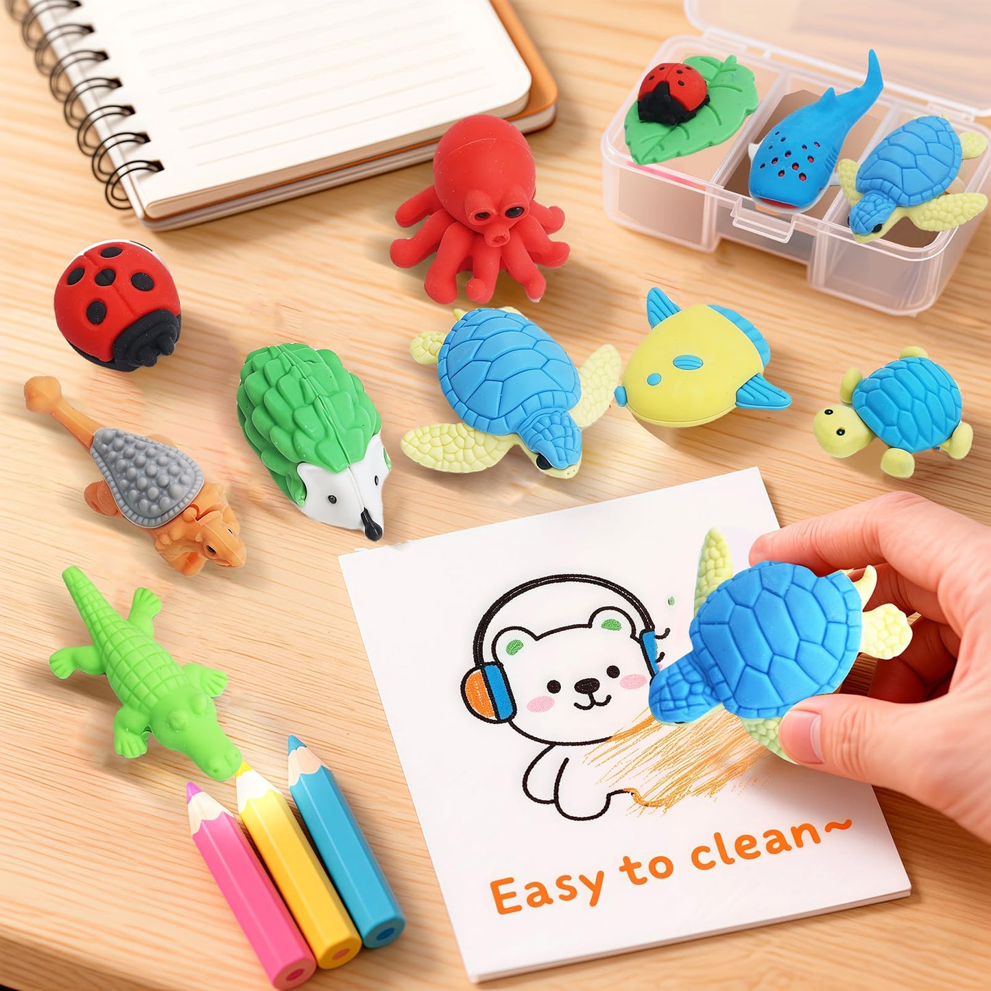 URSKYTOUS 60Pcs Animal Erasers Desk Pets for Kids,Classroom Prizes | Bulk Puzzle Erasers Toys,Party Favors,Back to School,Treasure Chest,Goodie Bag Stuffers,Easter Egg Fillers,Stocking Stuffers