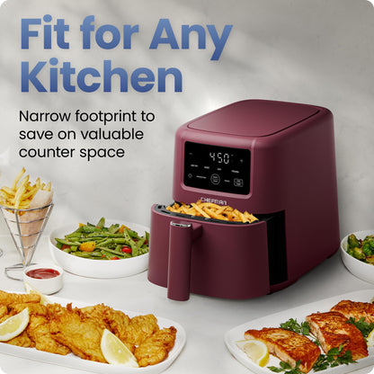 Chefman Air Fryer – 4-in-1 Slim 3.5 QT Airfryer, Air Fry, Bake, Dehydrate, Frozen, 450°F Max Temp for Extra Crispy Results in Minutes, Nonstick Ceramic Coating, Dishwasher-Safe Accessories - Black
