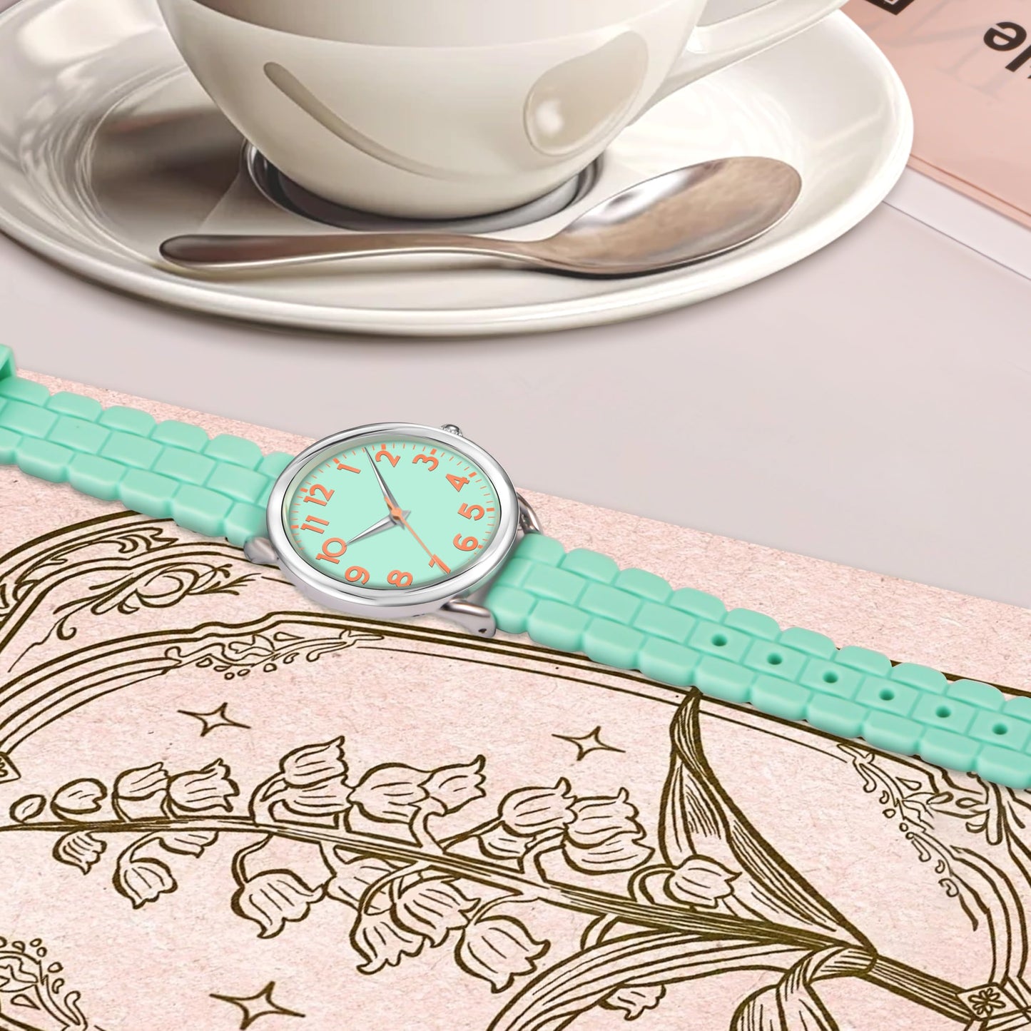 Bisley 35MM Watches for Women Big Face Easy Reader Silicone Strap Water Proof