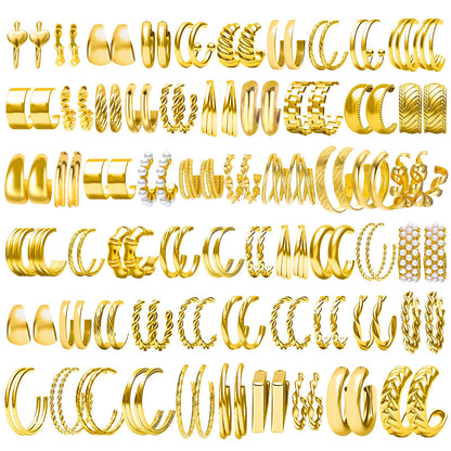 NEWITIN 69 Pieces Gold Jewelry Set for Women Fashion Costume Jewelry Gold Plated Necklace Bracelet Earrings Set for Women