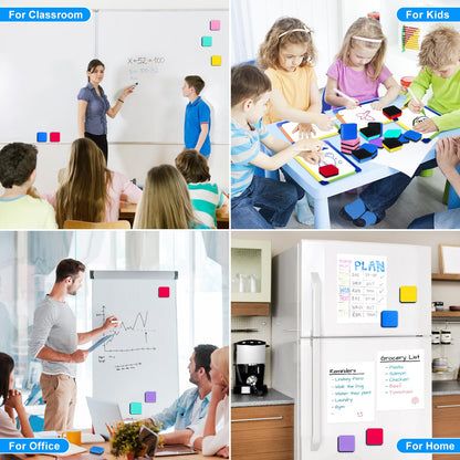 96 Pack Cube Dry Erase Erasers, Mini Magnetic Whiteboard Dry Erasers Chalkboard Cleaner Wiper for Classroom, School, Home, and Office Supplies