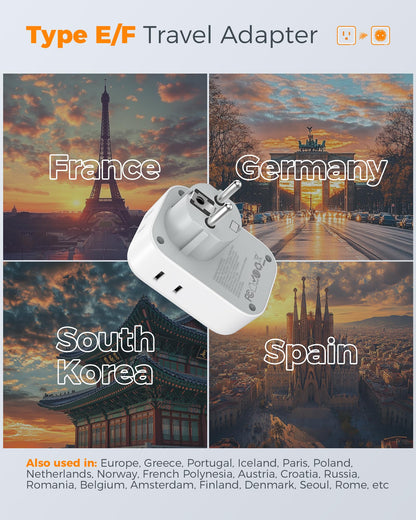 TESSAN 2 Pack European Travel Plug Adapter, Europe Power Converter