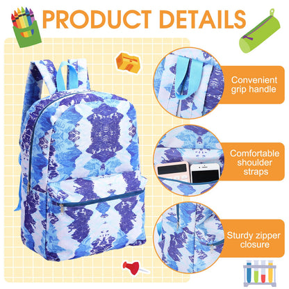 Amylove 12 Pack Backpack in Bulk 17 inch Lightweight Outdoor Travel Bag Classic Bookbags Bulk for Travel Middle High (Colorful,Lovely)