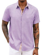 COOFANDY Men's Button Down Shirts Short Sleeve Casual Summer Beach Vacation Wedding Shirt with Pocket