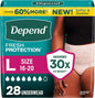 Depend Fresh Protection Adult Diapers, Incontinence Underwear for Women, Disposable, Maximum, XXL, Blush, 44 Count (2 Packs of 22), Packaging May Vary