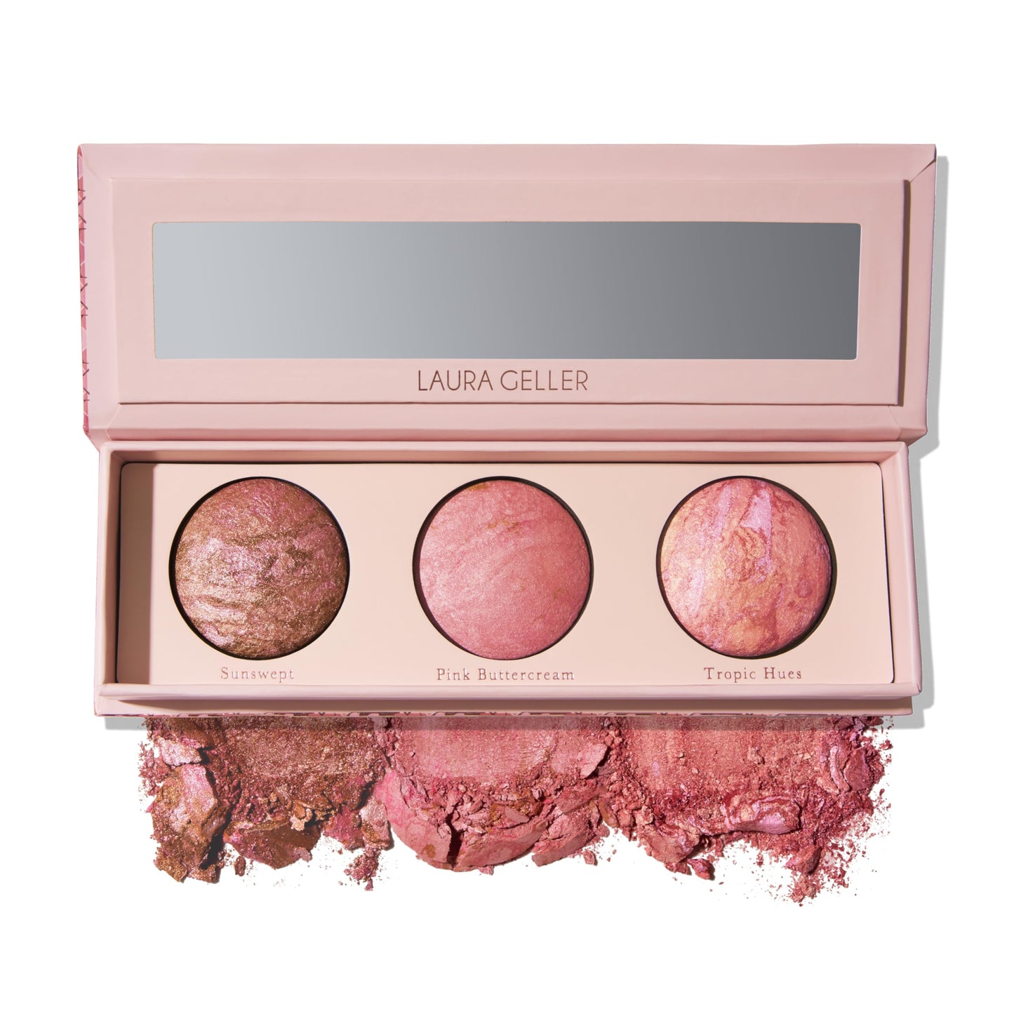 LAURA GELLER NEW YORK Geller's Greatest Lift-n-Glow Baked Trio Palette - Highlighter, Blush, Bronzer - All Skin Tones