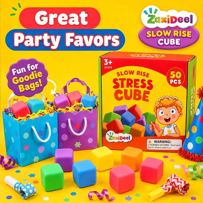 24 Pack Slow Rising Stress Cube, Large Size Dough Stress Balls Fidget Toys for Stress Relief, Pull Stretch Fidgets for Classroom Prize Box Toys, Classroom Reward for Student