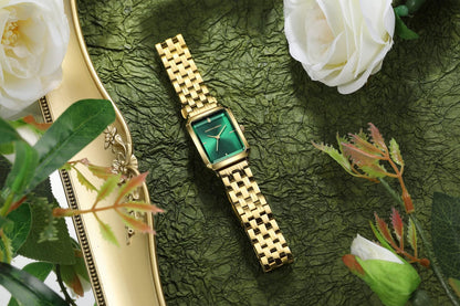 Roberto Marino RM1982 Women’s Luxury Watch Rectangular Gold – Japanese Quartz Movement, Vintage Stainless Steel Design, Silver Dial, Elegant Dress Timepiece, 3ATM Water Resistant – Reloj para Mujer