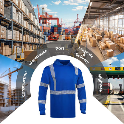 High Visibility Hoodies for Men,Safety Reflective Long Sleeve ANSI Class 3 Hi Vis Construction Work Shirts with Hood