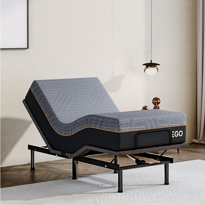 Dyonery Twin XL Adjustable Bed Base Frame with Wireless Remote + 12 Inch Twin XL Gel Memory Foam Mattress Bed in a Box, Head and Foot Incline, Zero Gravity, Fiberglass Free, 80" × 38"
