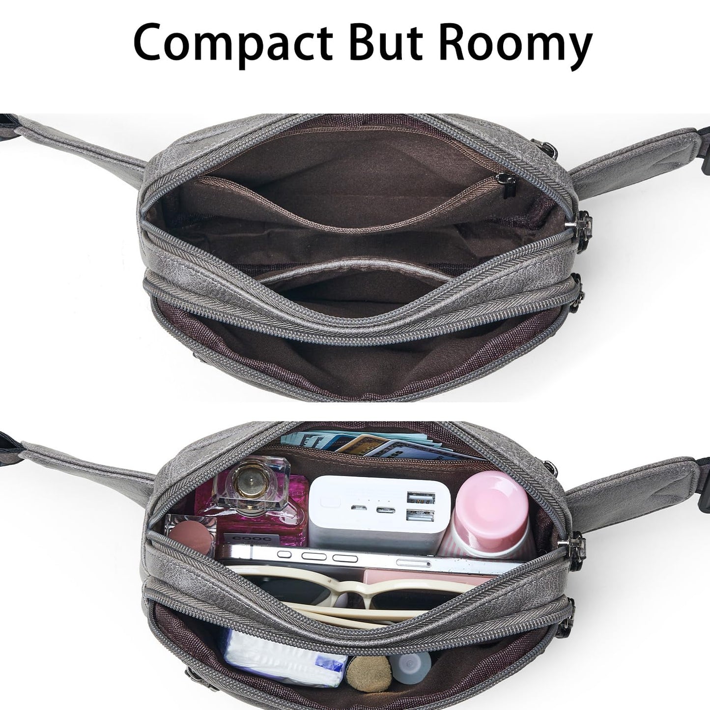 Leresas Fanny Packs for Women Vegan Leather Belt Bag Chic Cross Body Waist Pack Waist Purse for Travel Hiking Running Brown