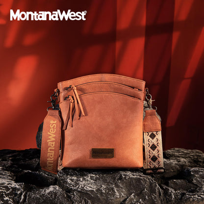 Montana West Multi Zip Pocket Crossbody Bag With Guitar Strap